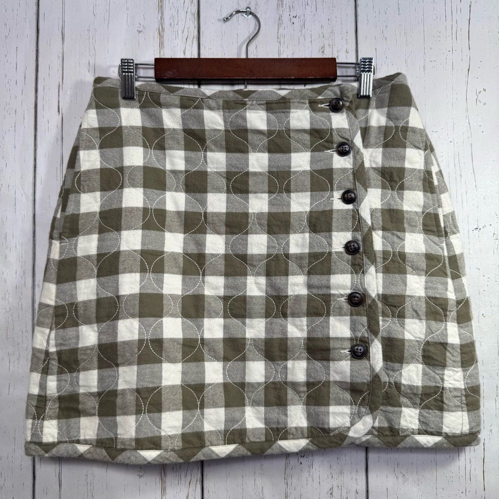 Madewell Quilted Gingham Button Front Mini Skirt Cottagecore Preppy Cozy